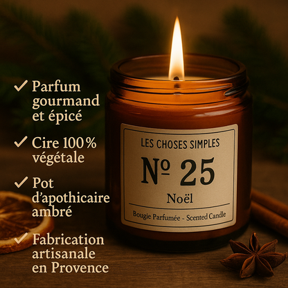 Petite Bougie Parfumée de Noël – N°25 | Un parfum gourmand &amp; réconfortant