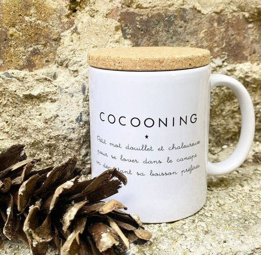 Mug avec son couvercle en liège "Cocooning"